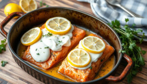 Lax i ugn med crème fraiche och citron – Enkelt recept
